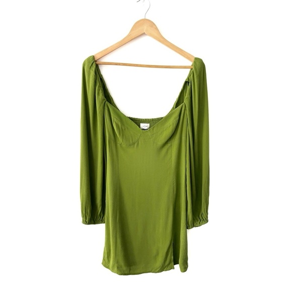 Wilfred | Novella Puff Sleeve Mini Dress Succulent Green Size 6 Aritzia - Picture 4 of 8